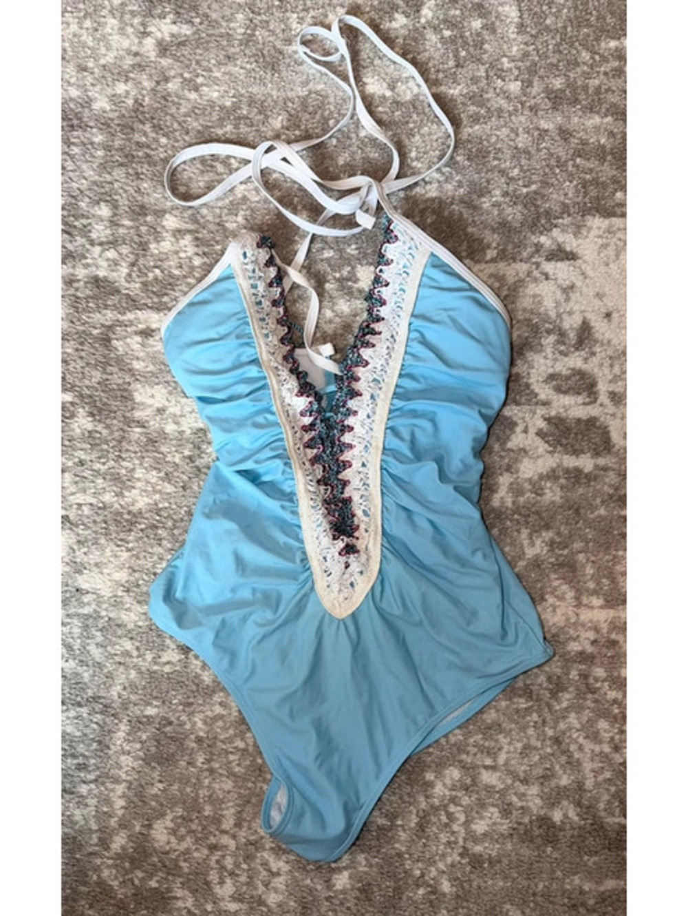 Baby blue one piece swimsuit size medium